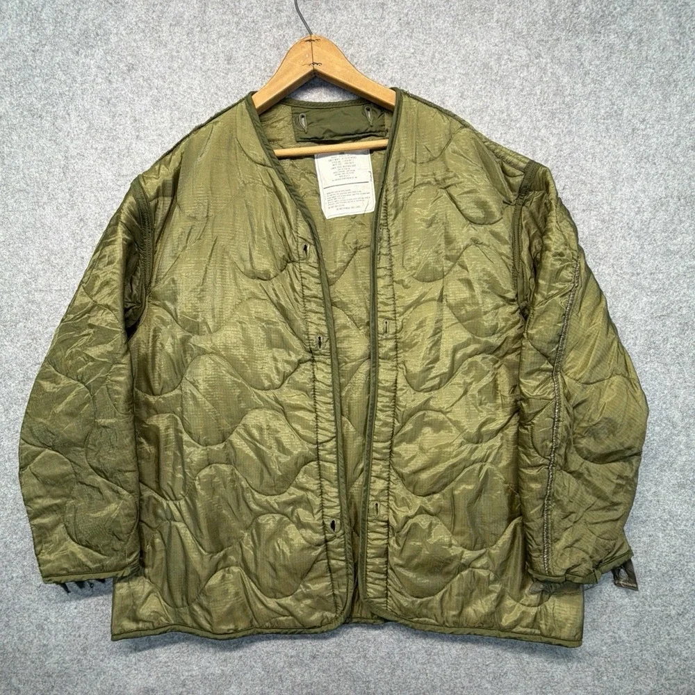 Vintage US Military Cold Weather M65 Field Coat Liner Size Large Woobie Green